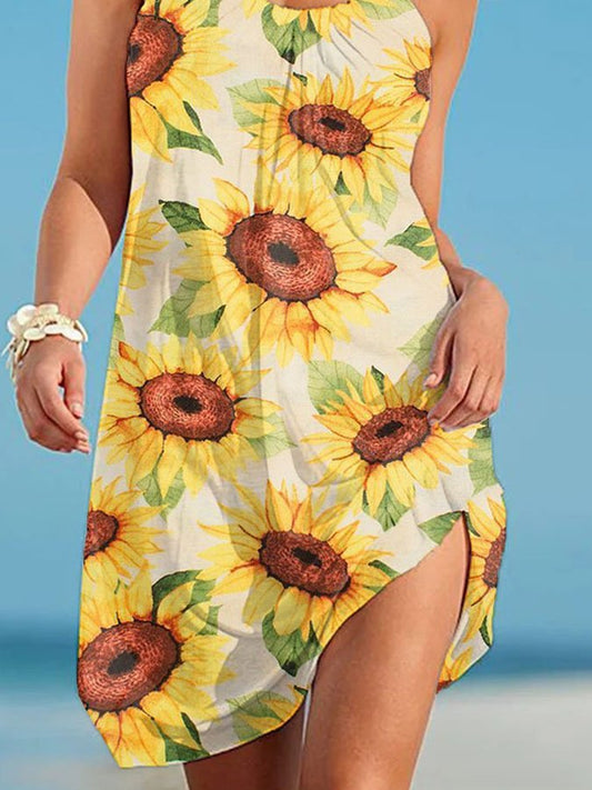 Blooming Sunflower Print Dress