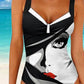 Abstract Face Art Print Swimsuit