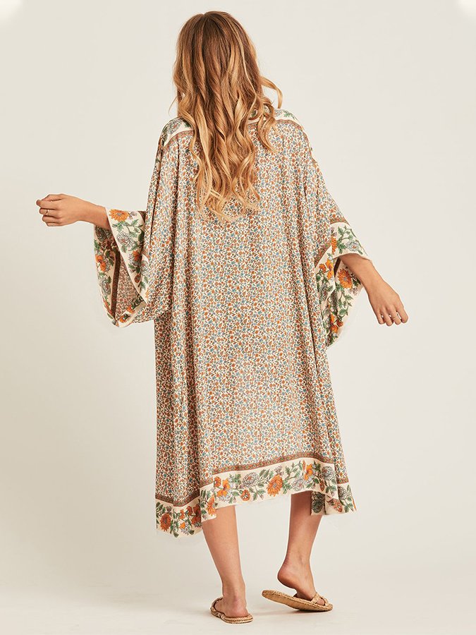 Printed Long Lace-Up Sun Shirt