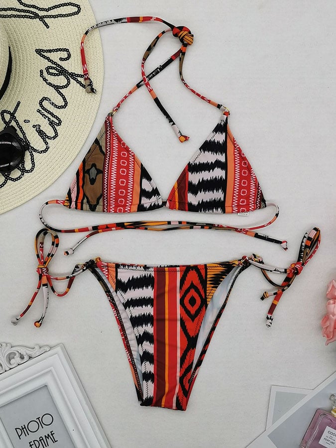 Vintage Bohemian Printed Triangle Sexy Bikini