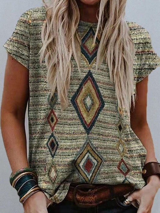 Ethnic Print Short Sleeve T-Shirt