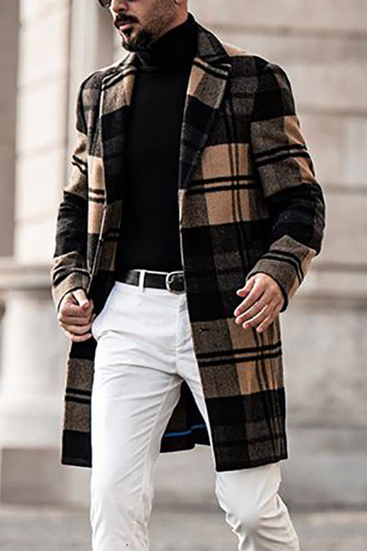 Plaid Woolen Midi Coat