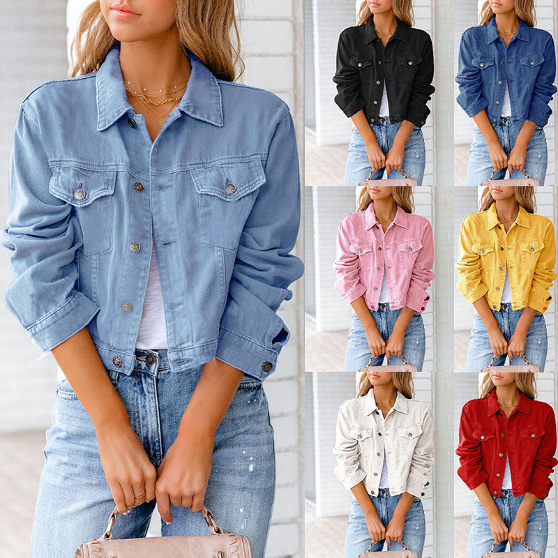 2022 Women Long Sleeve Casual Coat Denim Jacket