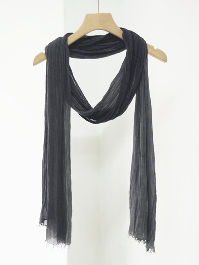 Women's small size pleated cotton and linen silk scarf