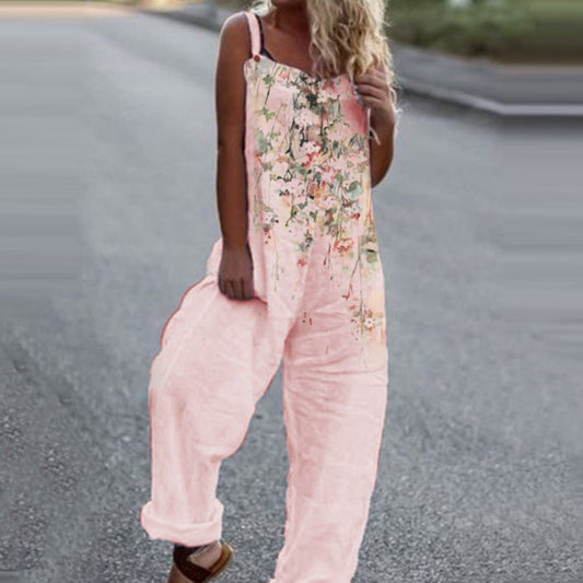 Ladies Floral Print Casual Jumpsuit