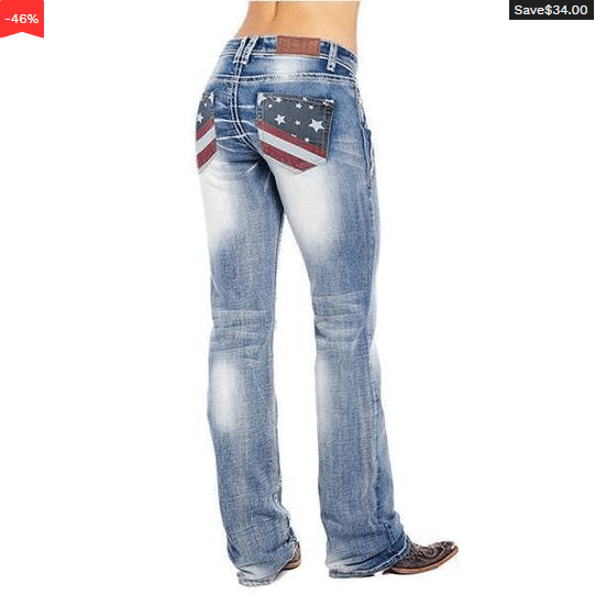 American Flag Stretch Washed Bootcut Jeans
