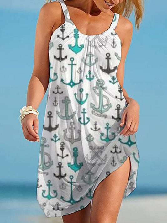 Anchor Print Casual Slip Dress