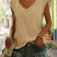 Women's Simple Solid Color V-neck Cover Sleeve Loose Tee