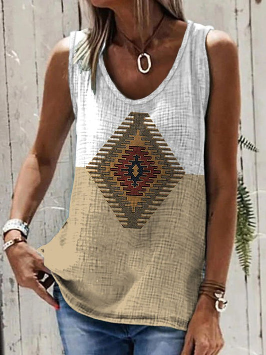 Vintage Geometric Print Vest