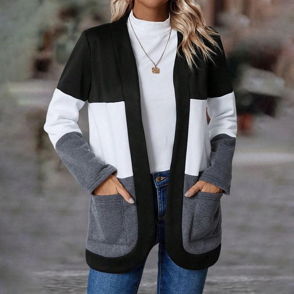 Black And White Color Block Outerwear