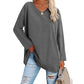 Loose long sleeve fashion V-neck knit top