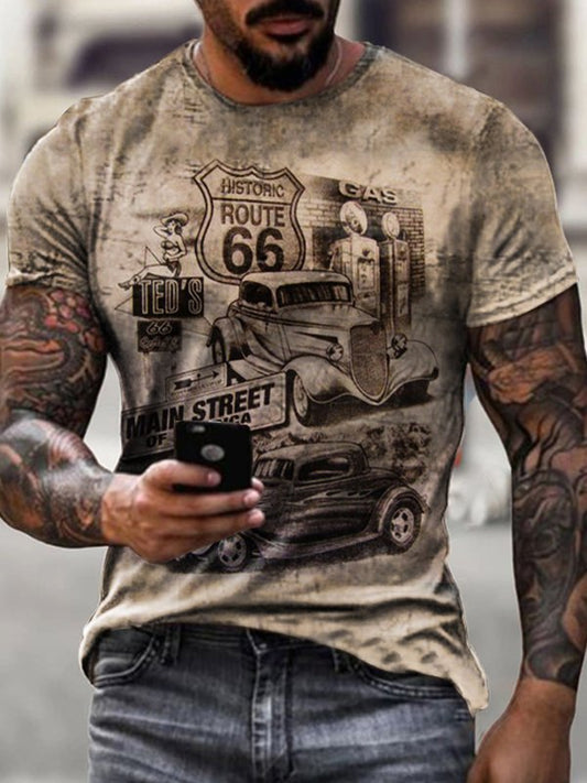 Mens Retro California State Route 66 Printed T-shirt
