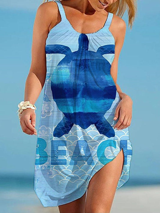 Crab Print Sexy Sling Beach Dress