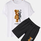 Robot Bear Print T-Shirt & Shorts