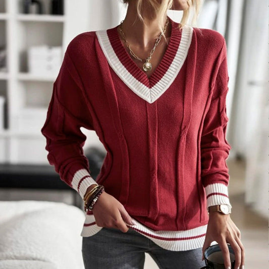 Red Print Long Sleeve Sweater