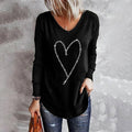 Bedazzle Heart Halo V-Neck Top