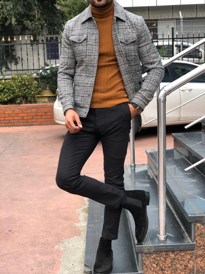 Men's Jacket Male 2021 Slim Casual Fashion Autumn Plaid Men's Outer Jacket