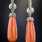 Vintage Coral Drop Earrings With Diamonds