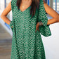 V-neck Floral Print Open Shoulder Long Sleeve Dress