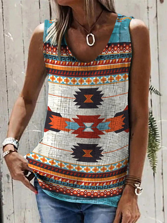 Vintage Geometric Print Vest