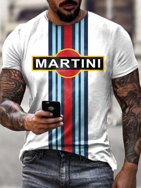 Mens Vintage Motor Martini Oil Badge Printed T-shirt