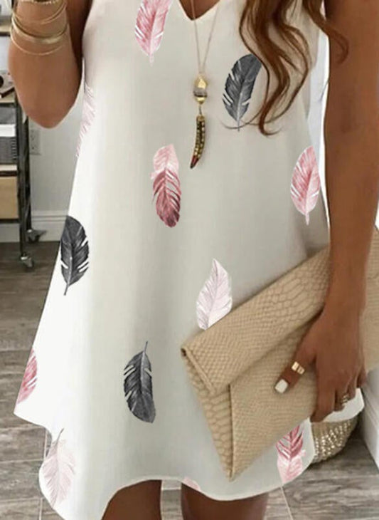 Women's Print Lace Sleeveless Above Knee Dress