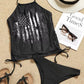 Drawstring Print Swimsuit