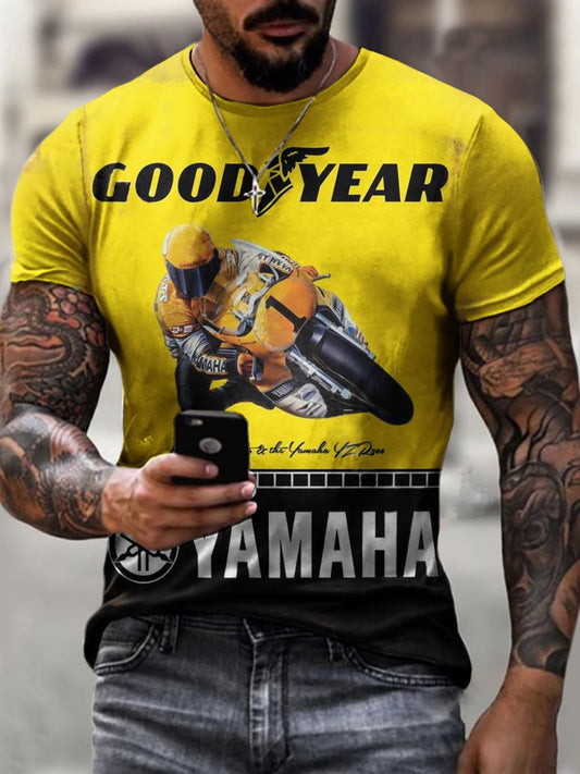 Mens Crew Neck Motorcycle Style Short Sleeve Tops T-shirts