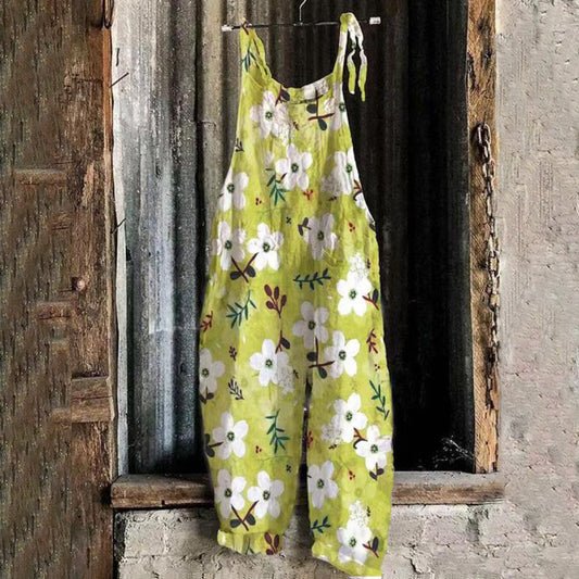 Linen print wide leg Jumpsuit