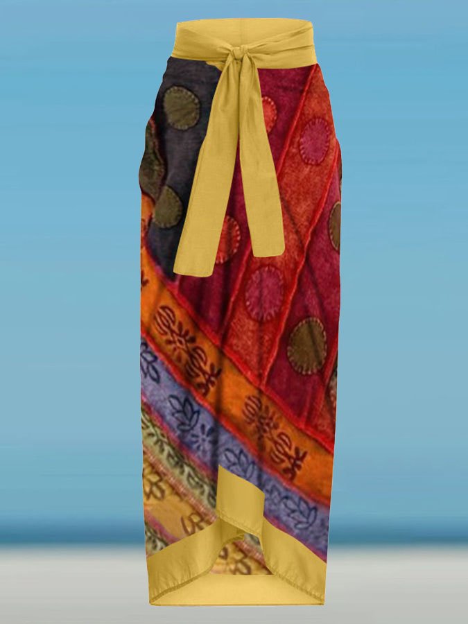 Vintage Colorblock Print One-Piece Swimsuit