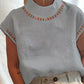 Women&#039;s Cotton Linen Lace Turtleneck Shirt