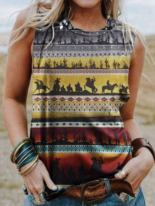 Western Vintage Print Tank Top