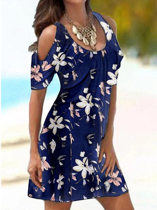 Loose Off-the-shoulder Printed Dress
