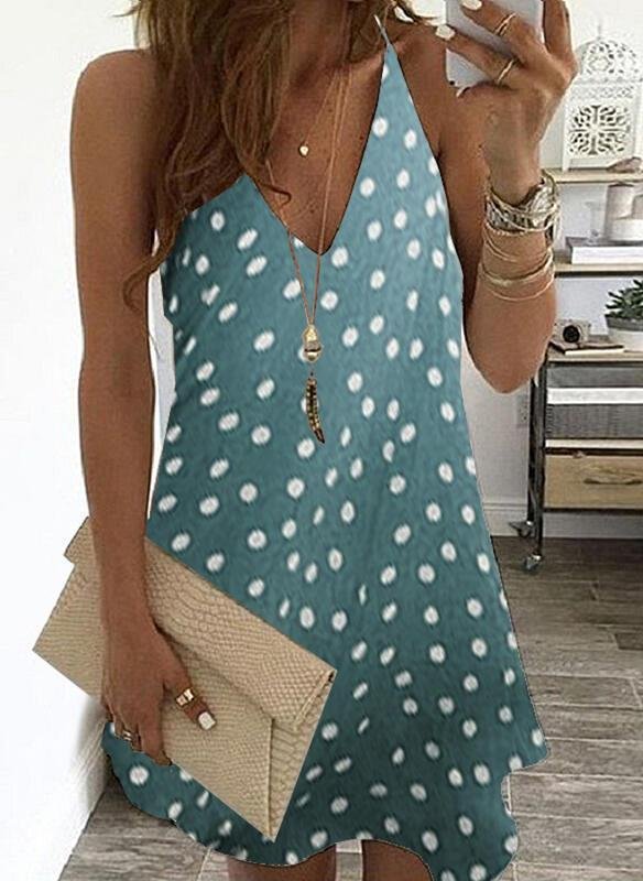 Women's Sleeveless Dress with Printed Sling