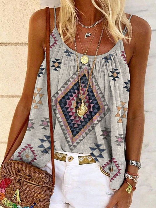 Western Ethnic Geometric Print Vest