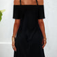 Solid Short Sleeves Cold Shoulder Sleeve Shift Above Knee Dress