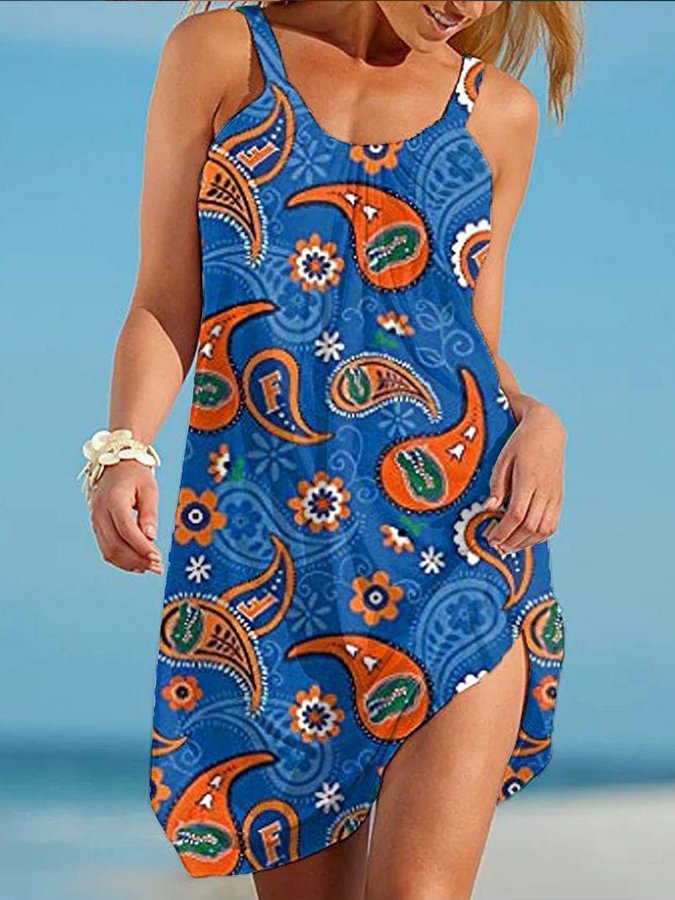 Paisley Print Sexy Sling Beach Dress