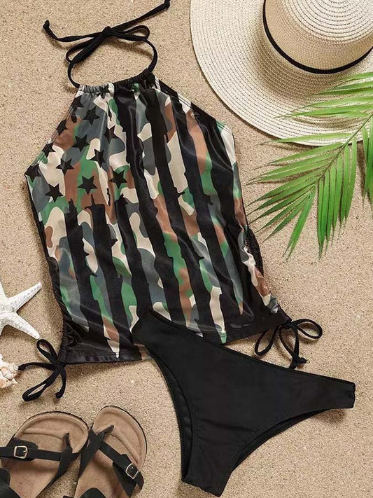 Camouflage Print Bikini Set