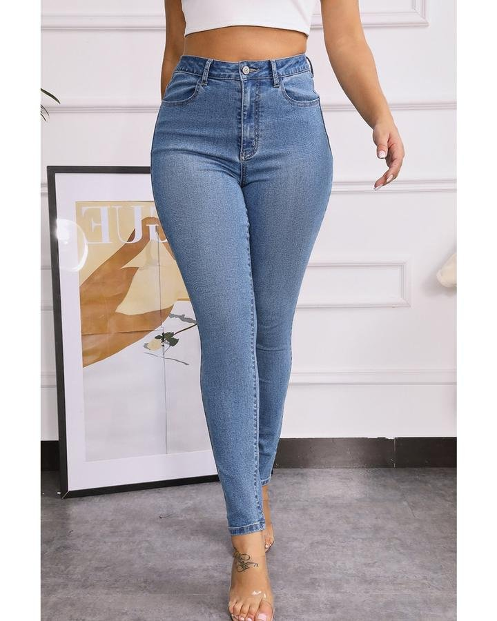 Elastic High Waist Jeans