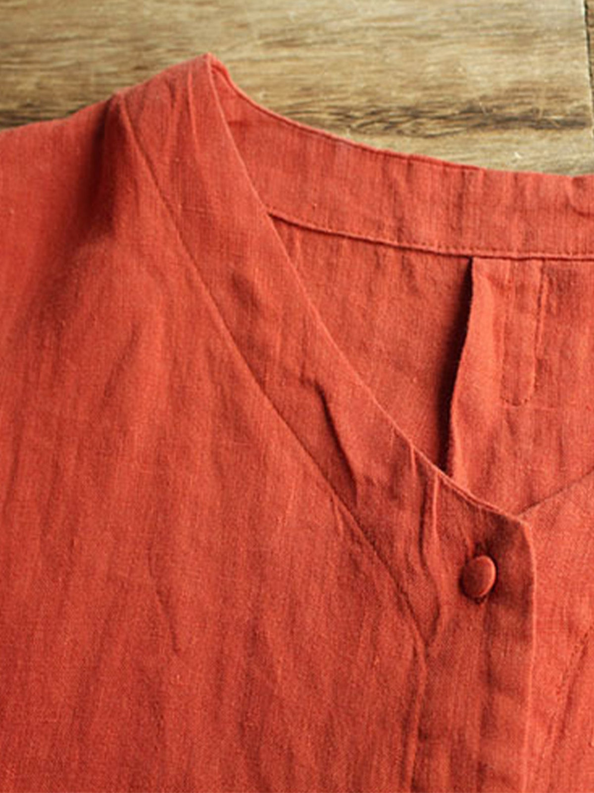 Women's Cotton Linen Embroidered Loose Casual T-Shirt