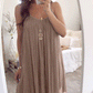 Solid Color Pleated Hem Chiffon Dress