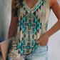 Ethnic Print V-Neck Vest