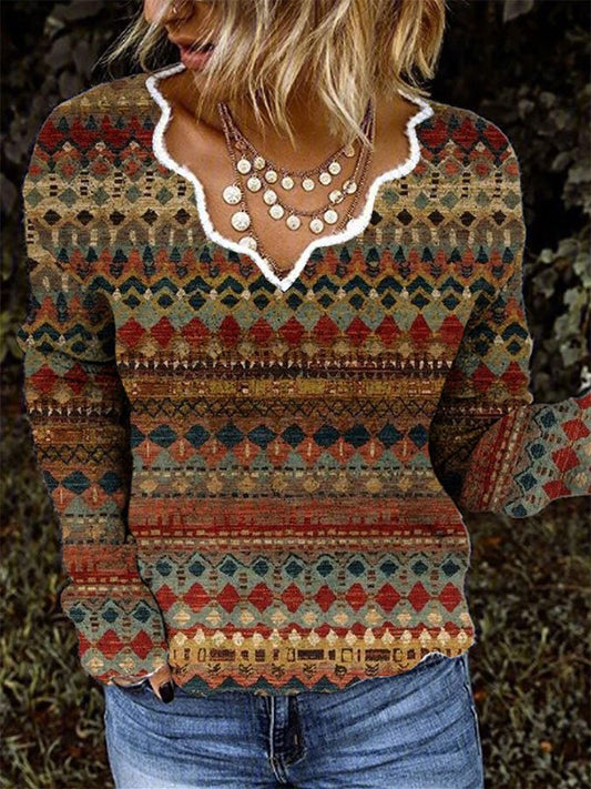 Ladies Casual Printed Sweater