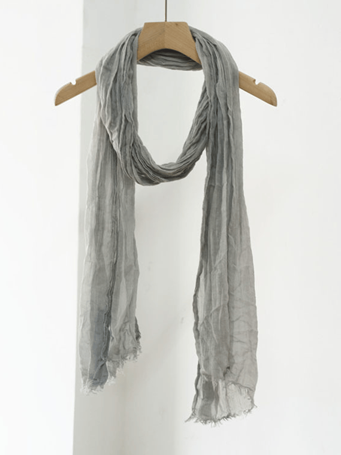 Women's small size pleated cotton and linen silk scarf