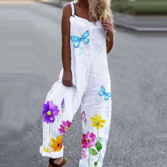 Ladies Floral Print Casual Jumpsuit