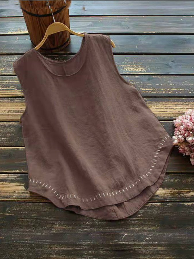 Women's Vintage Round Neck Casual Vest