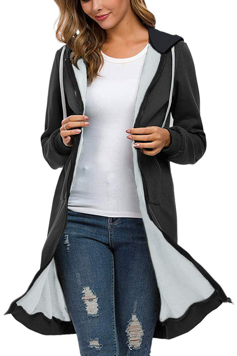 Long Zip Sweatshirt Hoodie