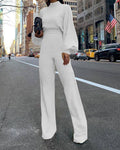High Neck Open Back Casual Jumpsuit