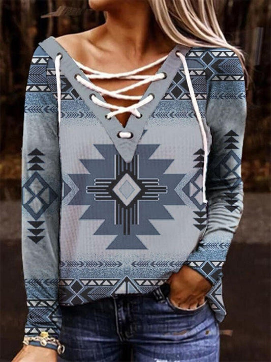 Western Geometric Print Sweatshirt