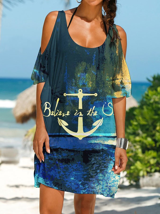 Casual Anchor Print Dress